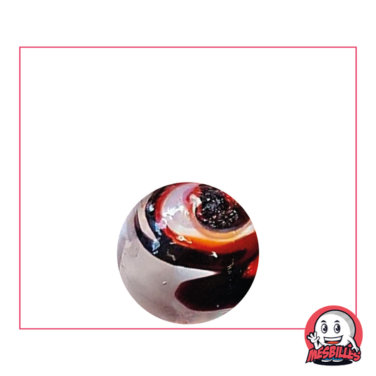 Bille Speedy Noir 16 mm, l'ombre qui défie la vitesse, Bille Collector Kim'Play Speedy, en verre Translucide de 16 mm et Zébrée majoritairement de Noir.