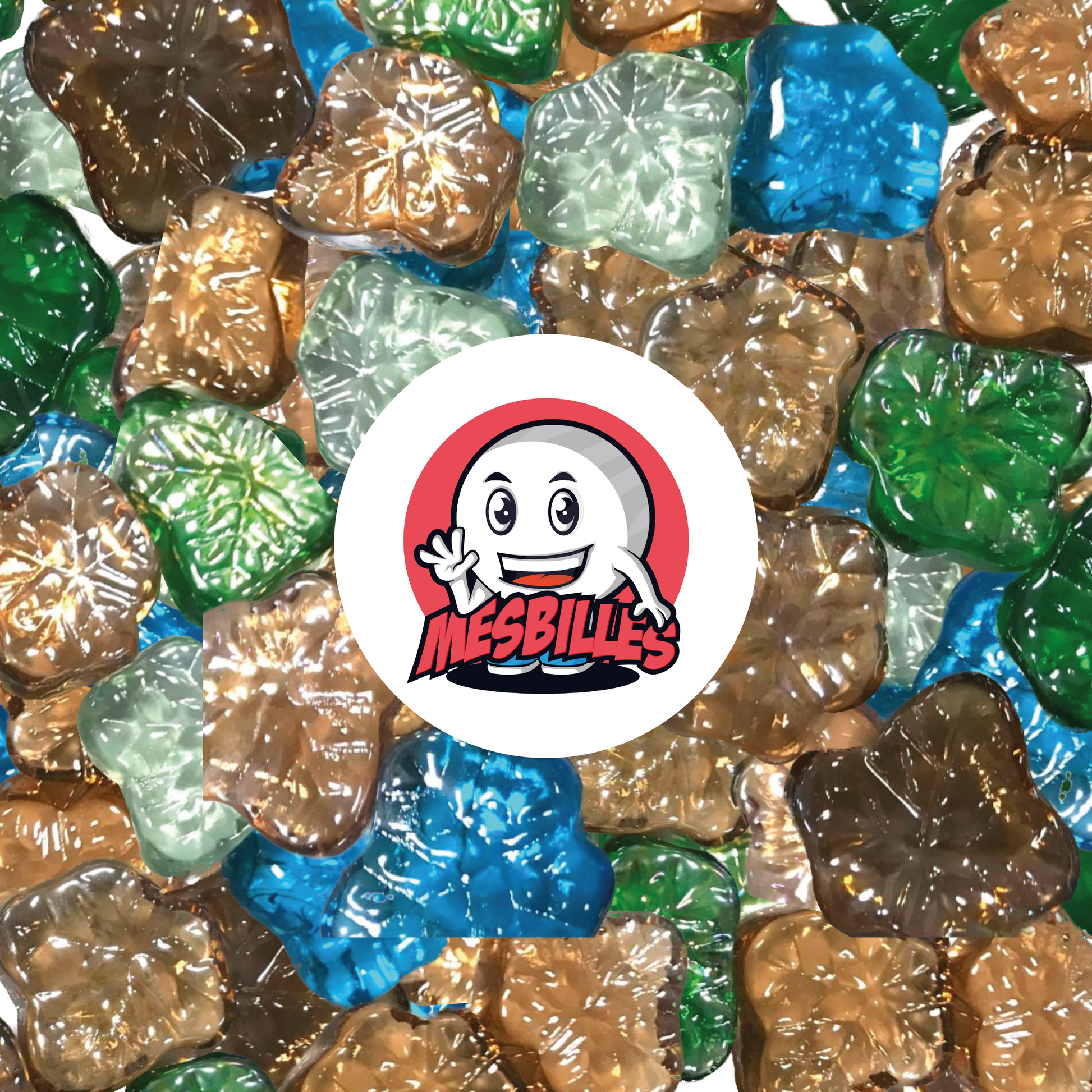 Logo MesBilles sur Billes plates Feuilles d'érables en verre Brillant de Couleurs