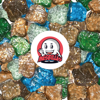 Logo MesBilles sur Billes plates Feuilles d'érables en verre Brillant de Couleurs