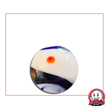 Bille Big Bang blanc et bleu 16 mm – effet tourbillon de glace et nuages
