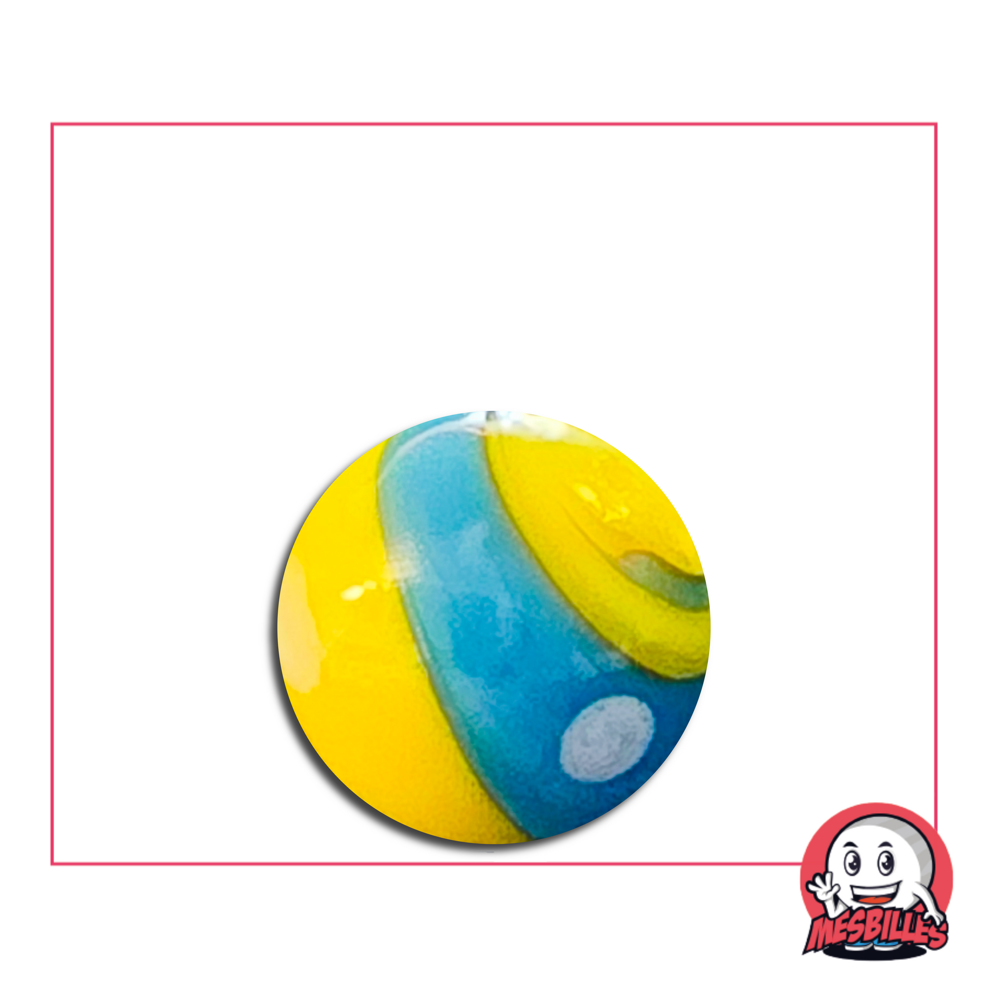 Bille Big Bang jaune et turquoise 16 mm – contraste solaire et bleu lagon
