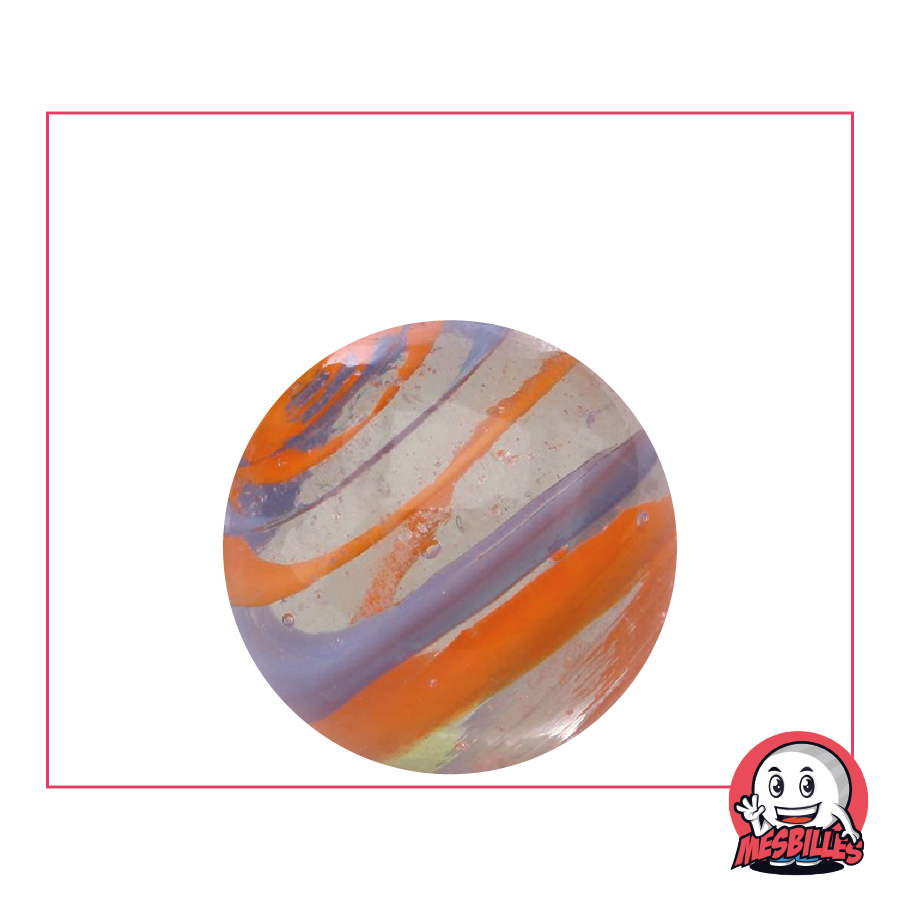 1 Bille Cyclone Orange et Bleu 25 mm