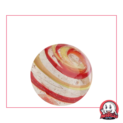 Kim'Play Cyclone Orange et Rouge en verre translucide de 25 mm - Le phénomène naturel en miniature par MesBilles