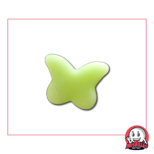 Bille papillon jaune-vert perle extra plate – vue de face, isolée sur fond neutre
