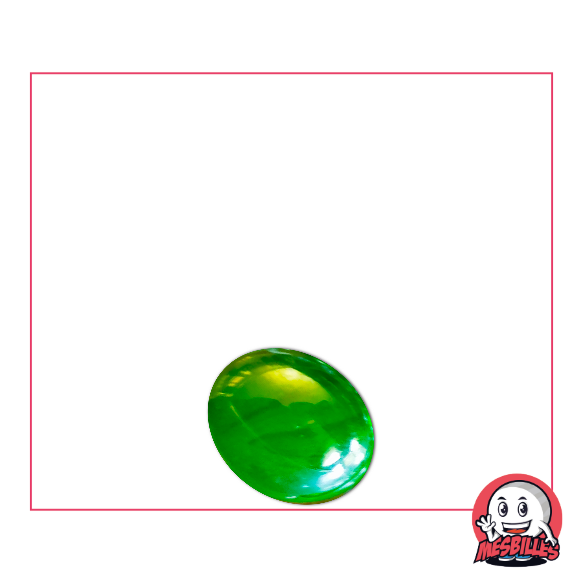 Bille plate verte 12 mm brillante – bille en verre glossy vert vif vue individuelle