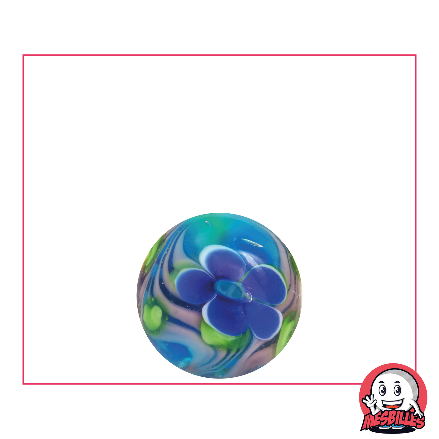 1 Bille Art Florale Bleu 16 mm