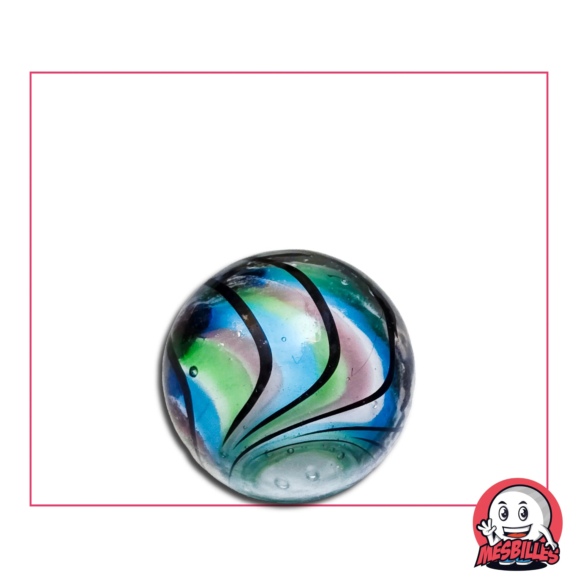 Bille d'Art Speedy Flash Vert 22 mm, zébrures multiples, majoritairement verte - jouet durable