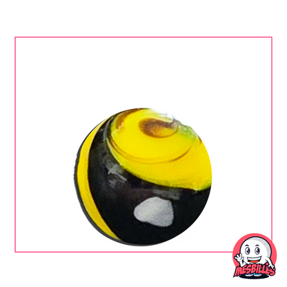 Voici la cousine des Billes d'Art Yin-Yang MesBilles, la Bille Big-Bang Jaune et Noir 25 mm