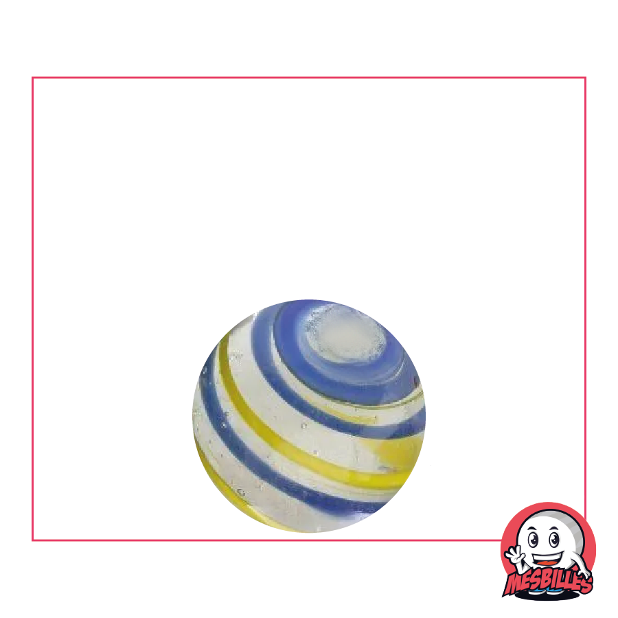 Cyclone Jaune et Bleu par Kim'Play en verre translucide de 16 mm - Votre propre phénomène météo signé MesBilles