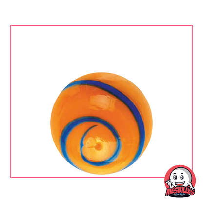 Bille Équinoxe Orange de 25 mm par Kim'Play en verre opaque - L'équilibre astral en format bille, par MesBilles