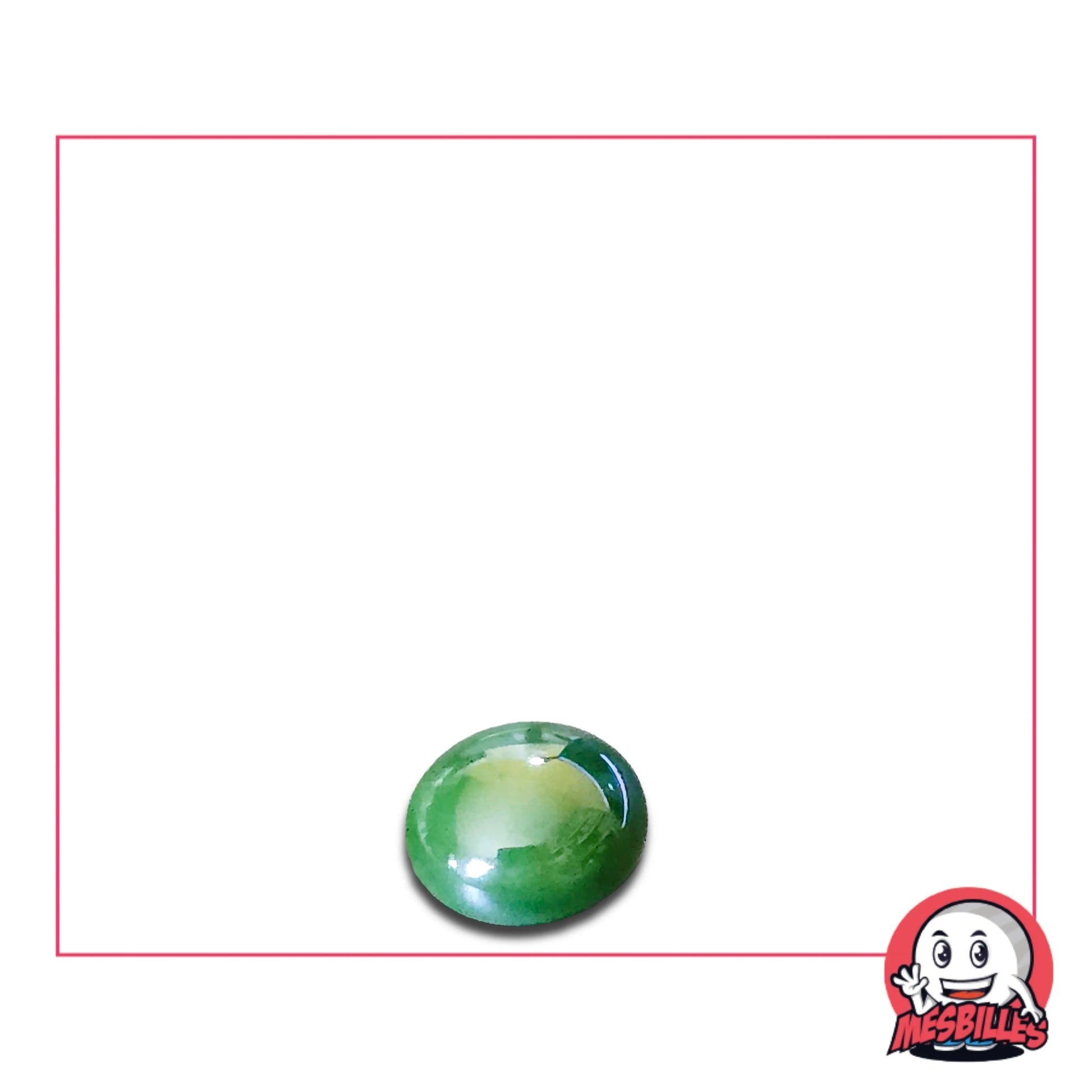 Petite mais remarquable, cette bille plate verte brillante de 12 mm capte la lumière et les regards.&nbsp;