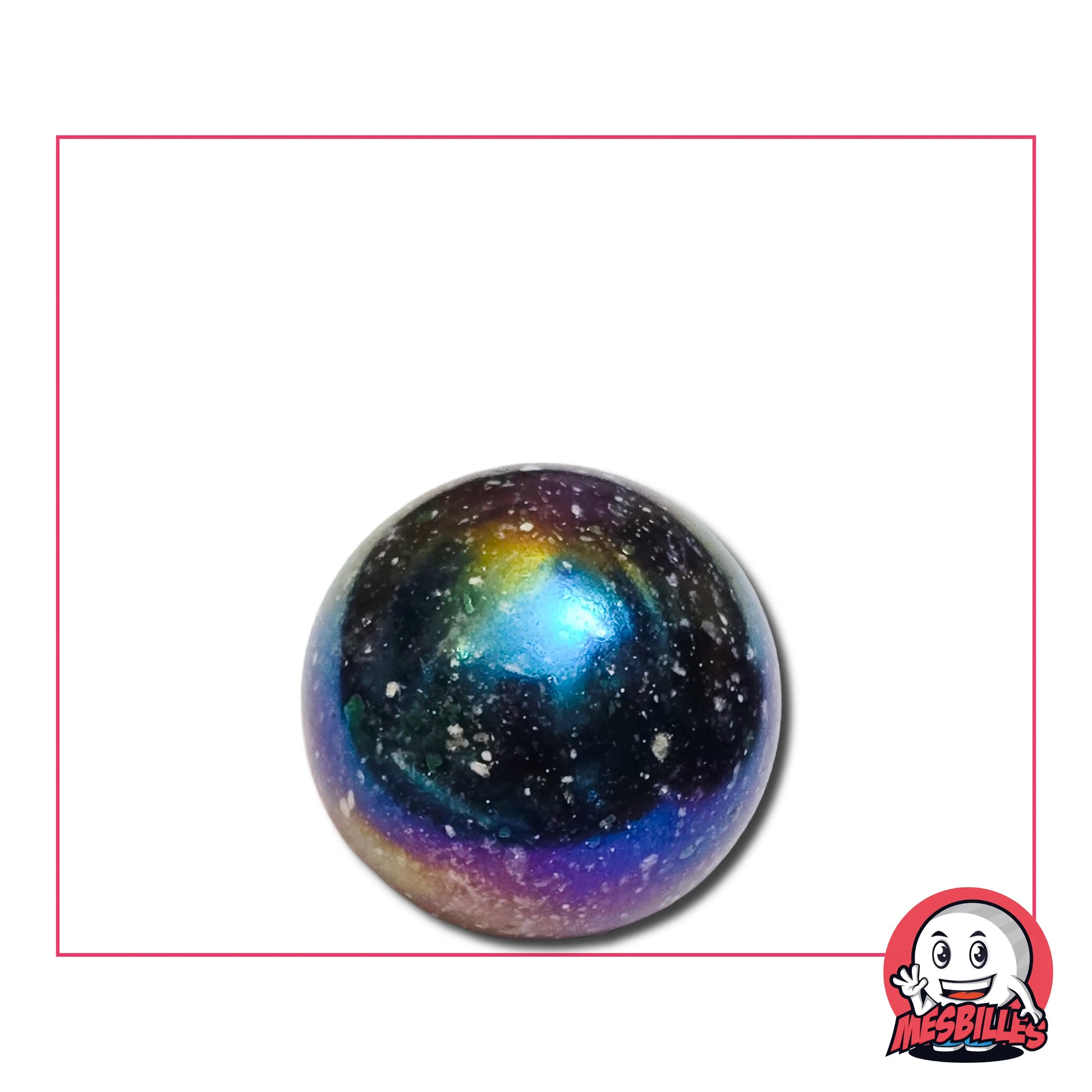 Bille Univers aspect porcelaine sombre et taches colorées, une bille de choix pour collections