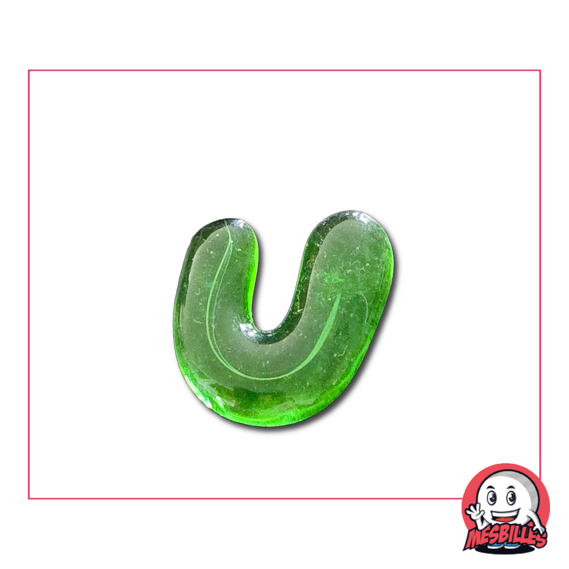 Bille plate Virevolte verte – Forme irrégulière et teinte naturelle en verre
