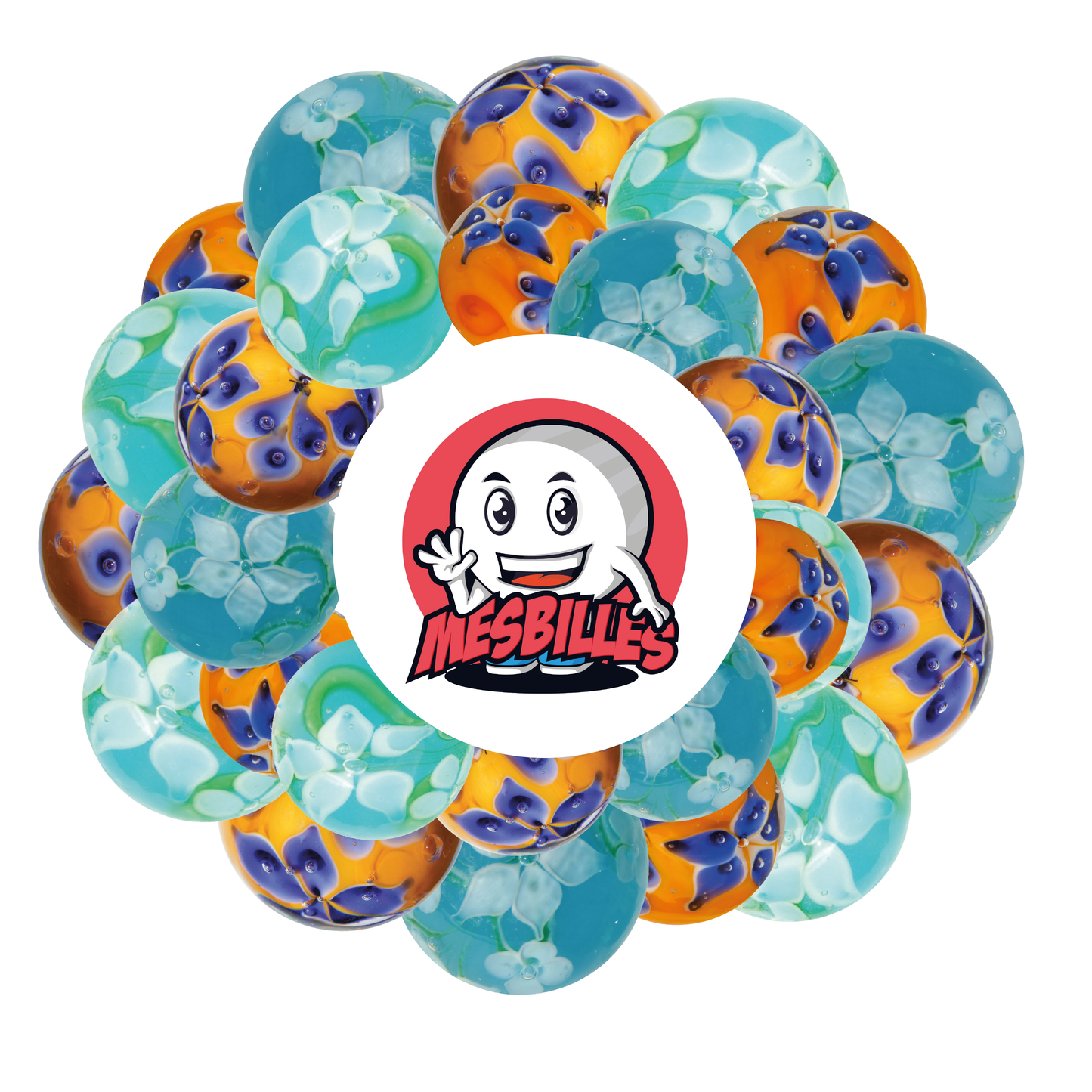 1 Bille Art Couronne Fleurie Orange 16 mm