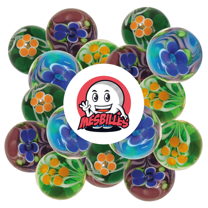 1 Bille Art Florale Bleu 16 mm