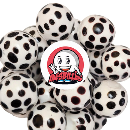 Lot de billes art dalmatien noires et blanches à pois – diamètre 16 mm