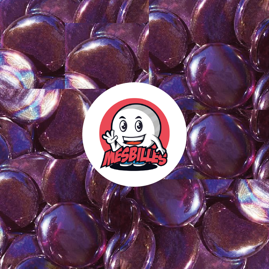1 Bille Plate Irisée Violet 30 mm