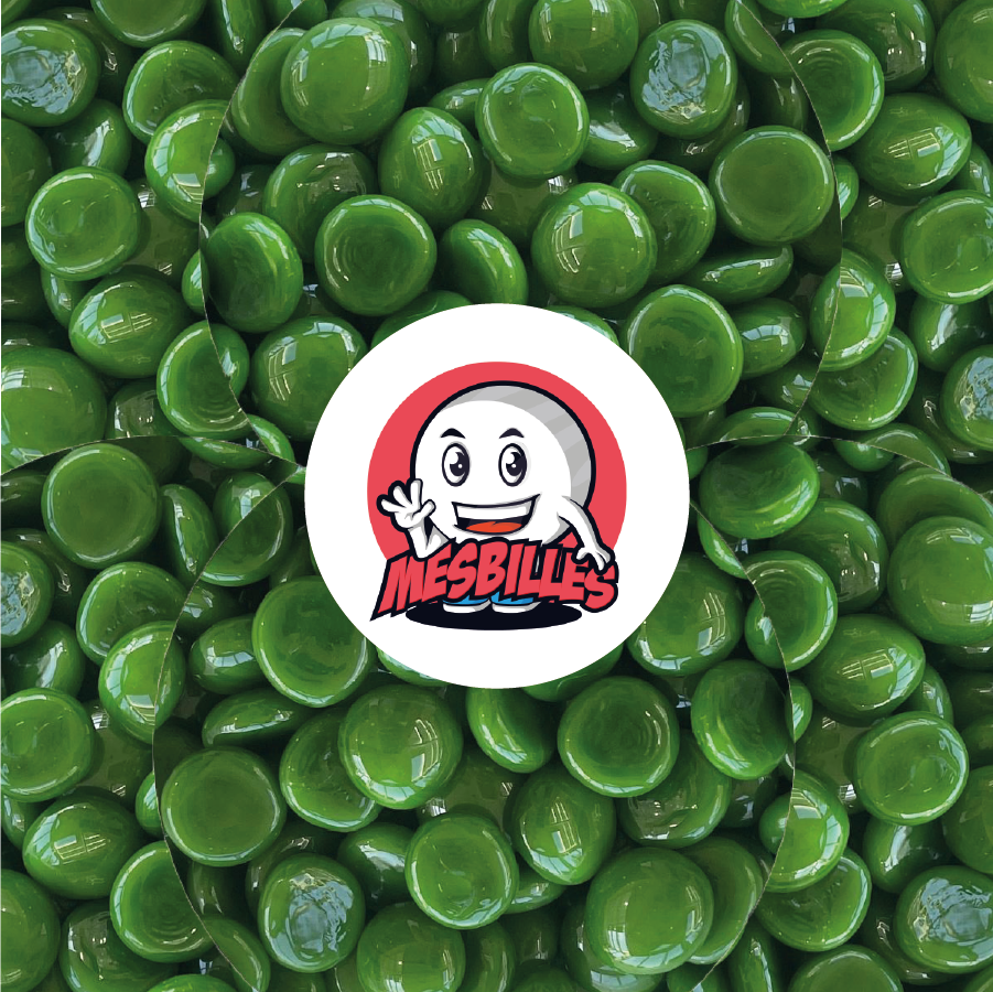 1 Bille Plate Perle Vert-Foncé 18 mm