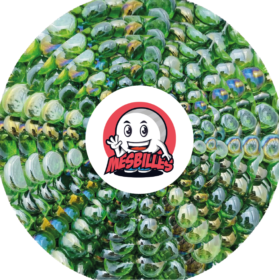 1 Bille Plate 12 mm Irisée Vert-Foncé