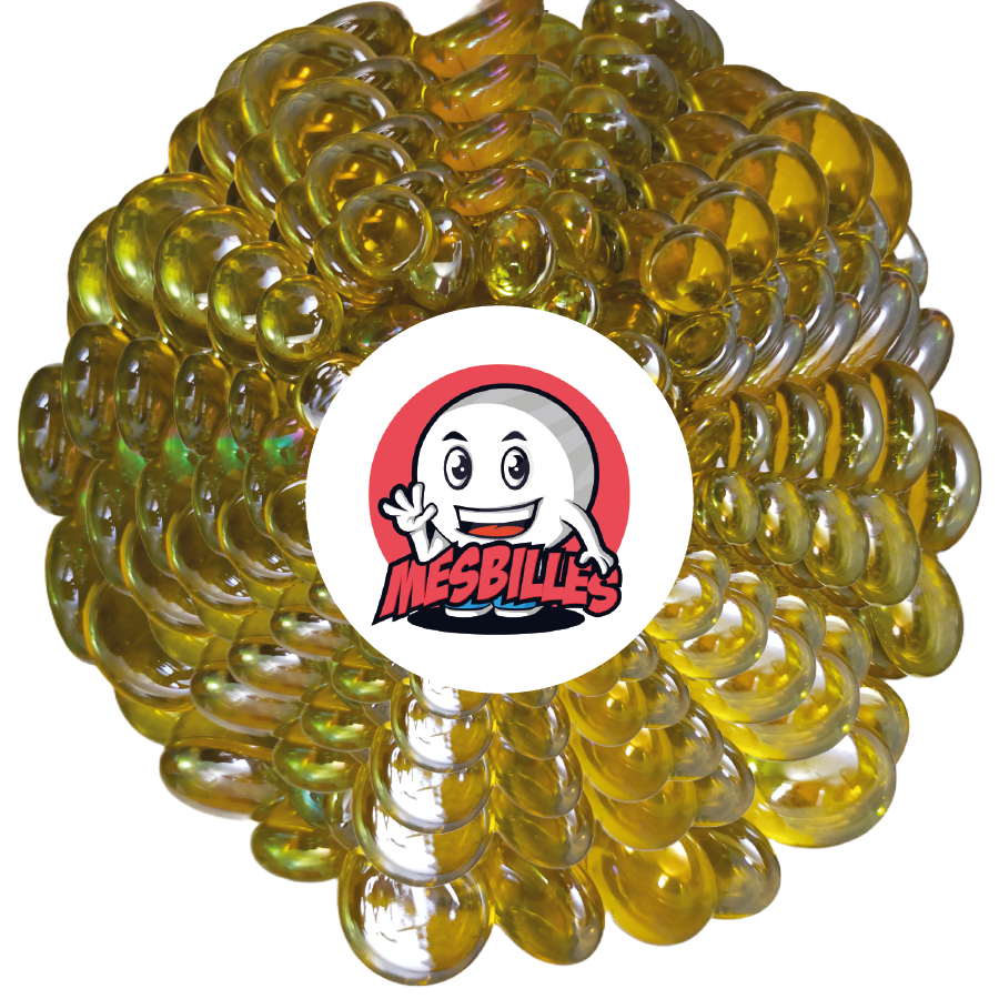 1 Bille Plate 12 mm Irisée Jaune