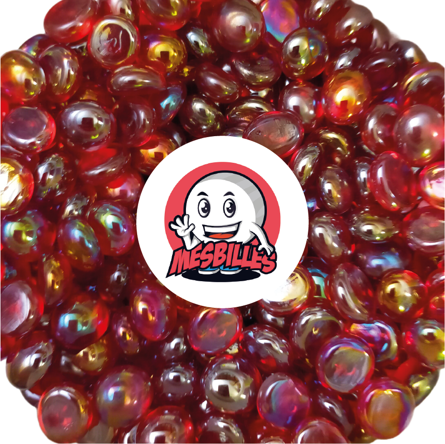 1 Bille Plate 12 mm Irisée Rouge
