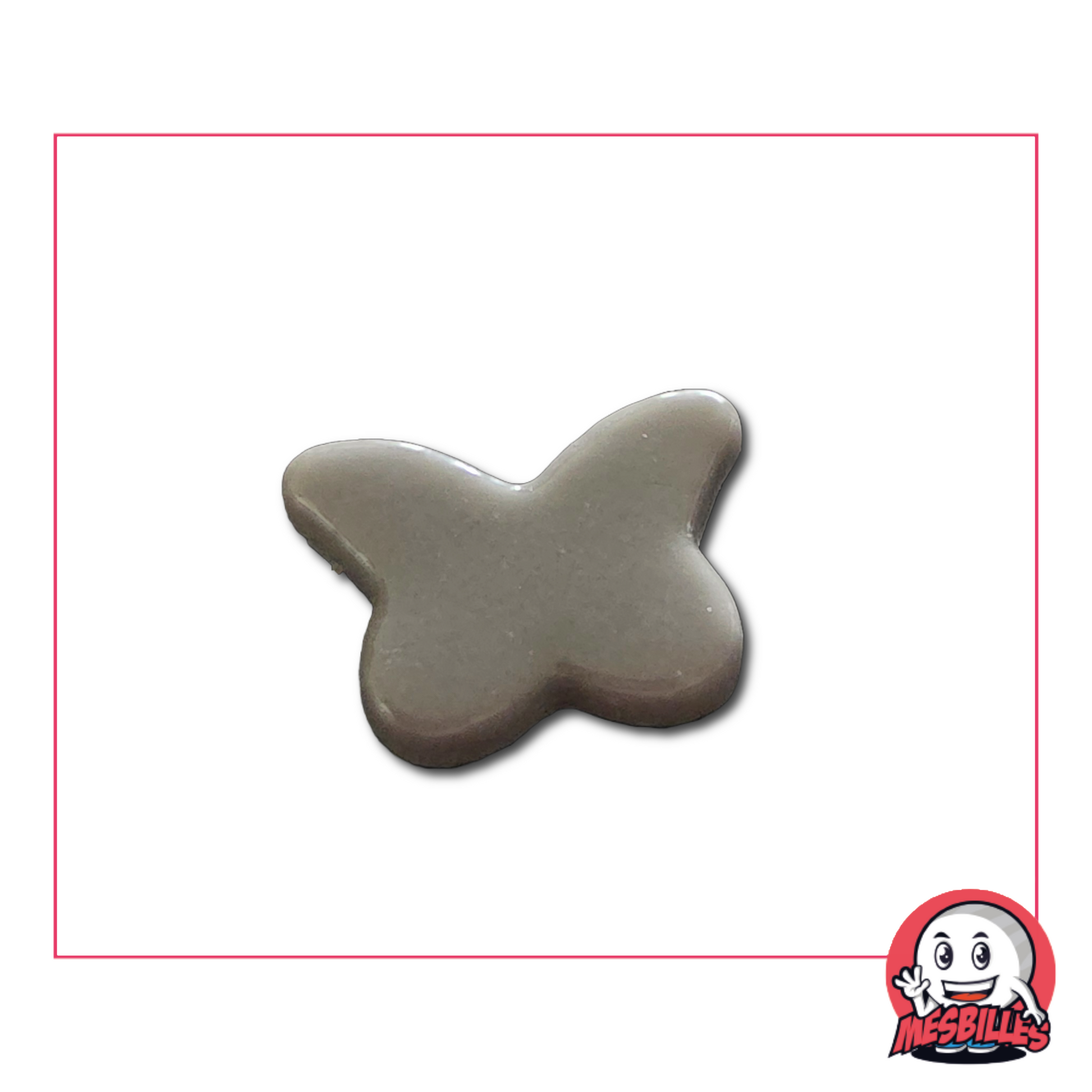 Bille papillon perle grise extra plate – vue de face isolée sur fond neutre