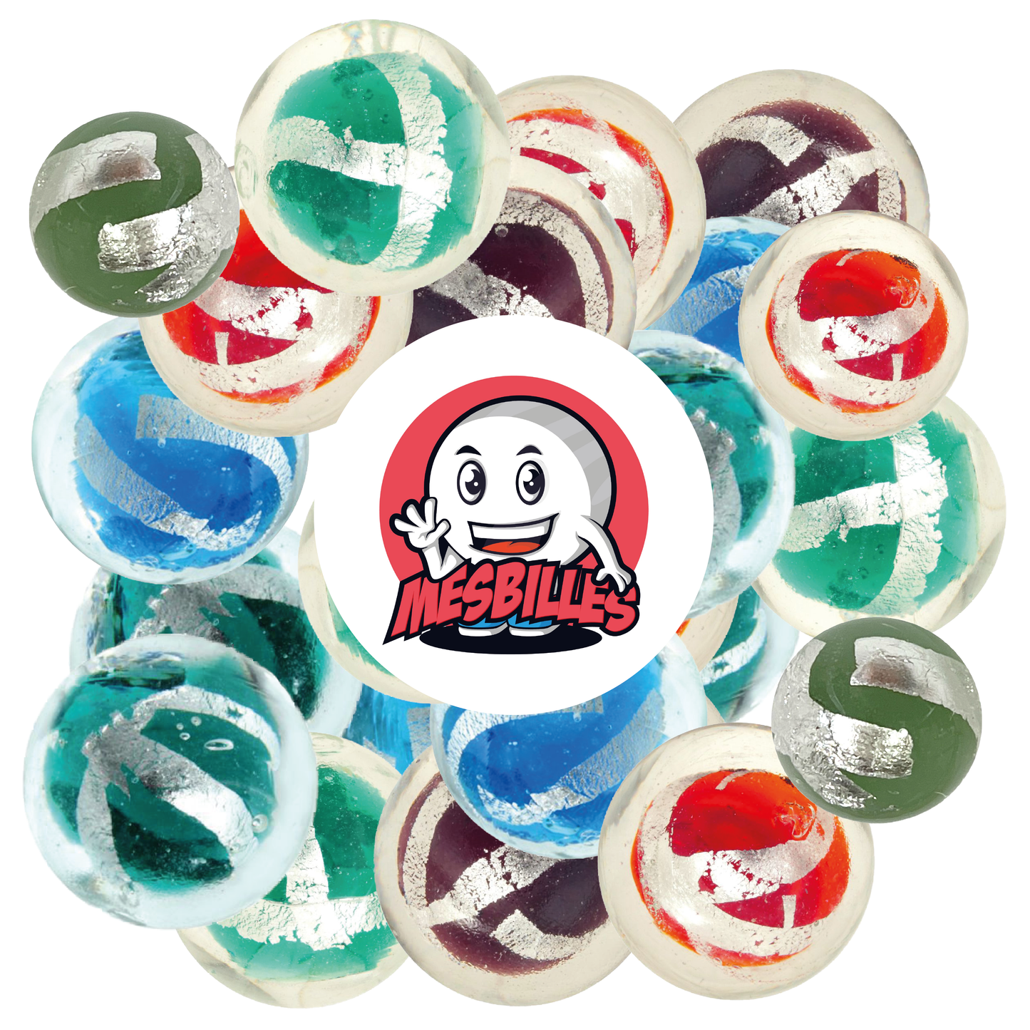 1 Bille Art Cage Argent Bleu 16 mm