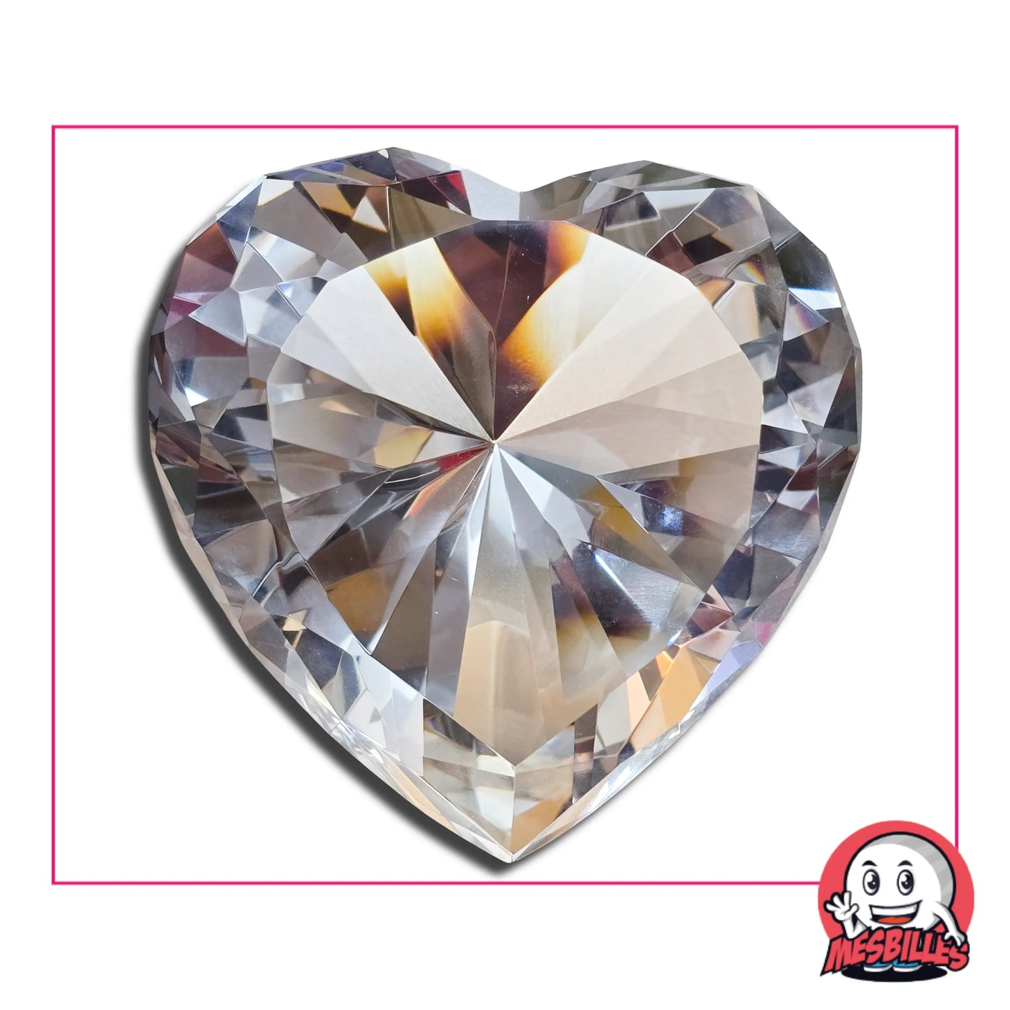Cristal d’Art Diamant 100 mm – grand cristal taillé en forme de diamant, brillant transparent aux multiples facettes, création originale MesBilles
