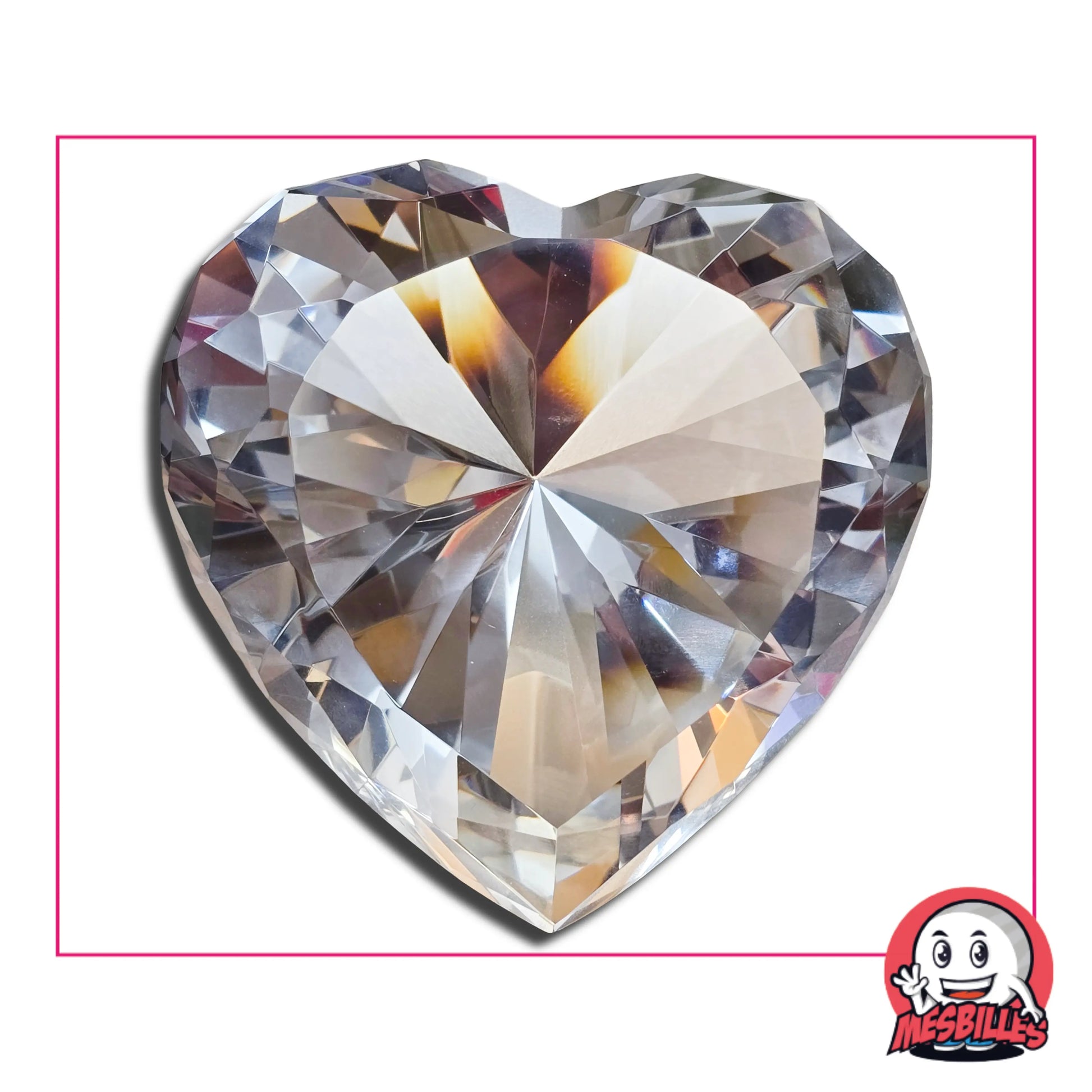 Cristal d’Art Diamant 100 mm – grand cristal taillé en forme de diamant, brillant transparent aux multiples facettes, création originale MesBilles