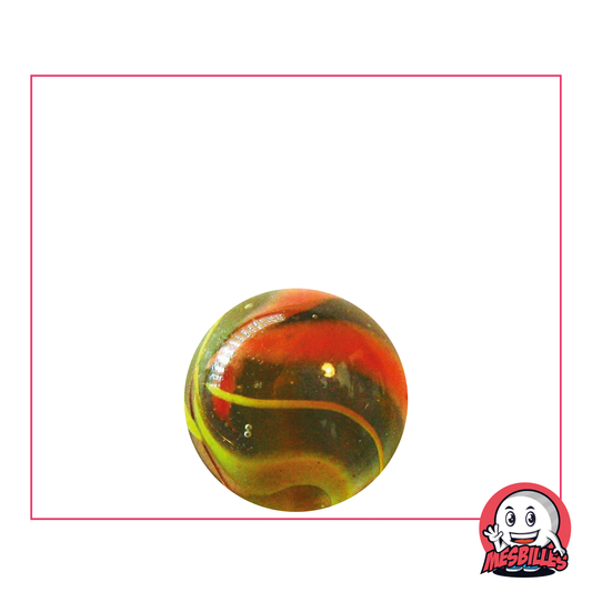 1 Bille Condor de 16 mm, bille ronde en verre translucide, avec des traces orange en surface
