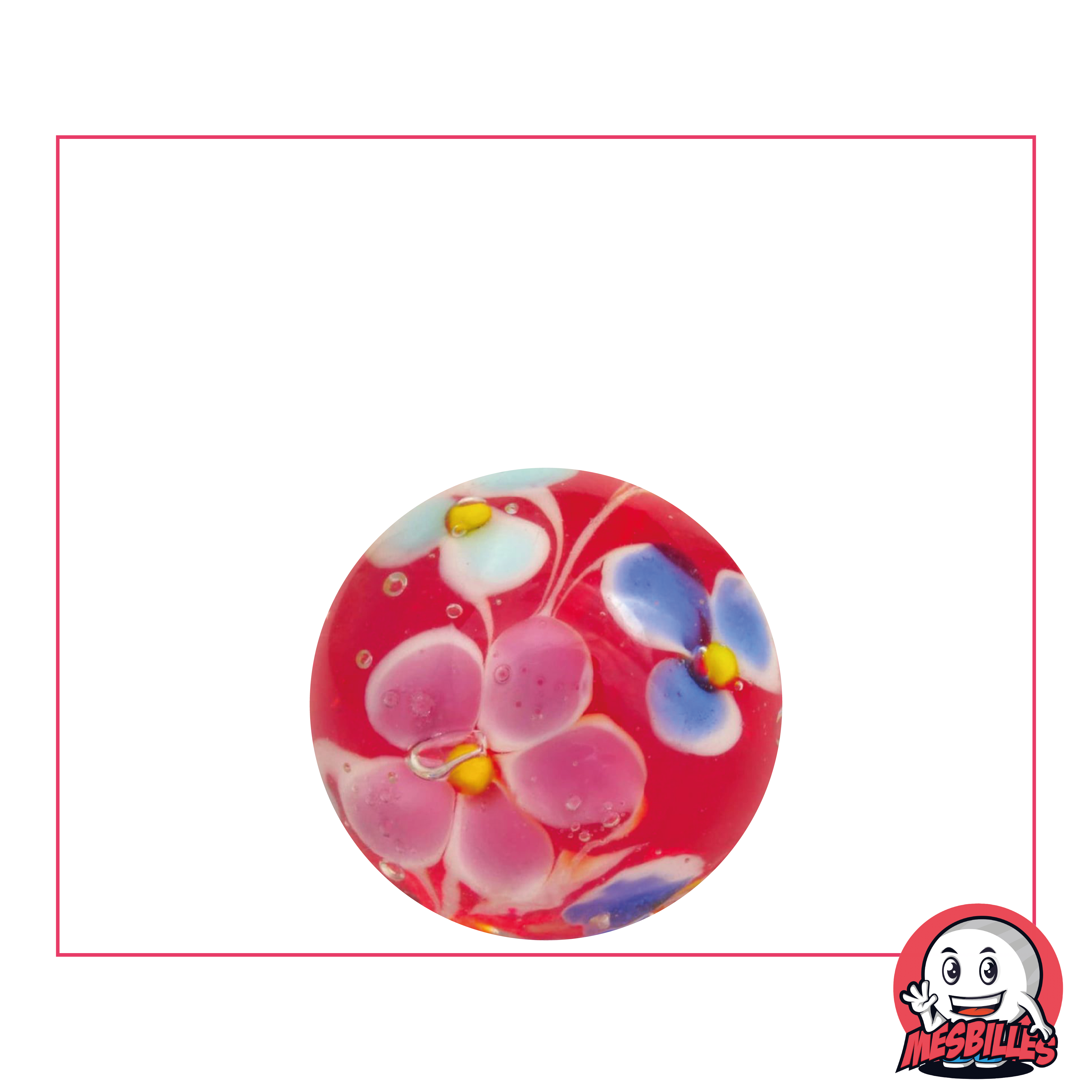 Bille Art Daisy Rouge 22mm - Cadeau de Collection Précieux - MesBilles