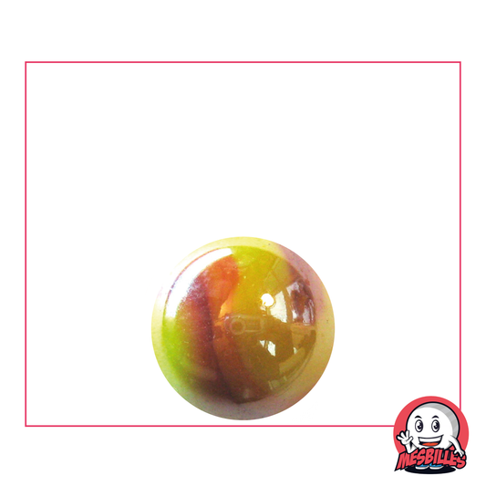 1 Bille Dragon 16 mm en verre Jaune opaque avec des reflets nacrés et des enroulements rouges