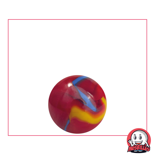 Bille Fiesta 16 mm rouge striée de bleu et de jaune - MesBilles