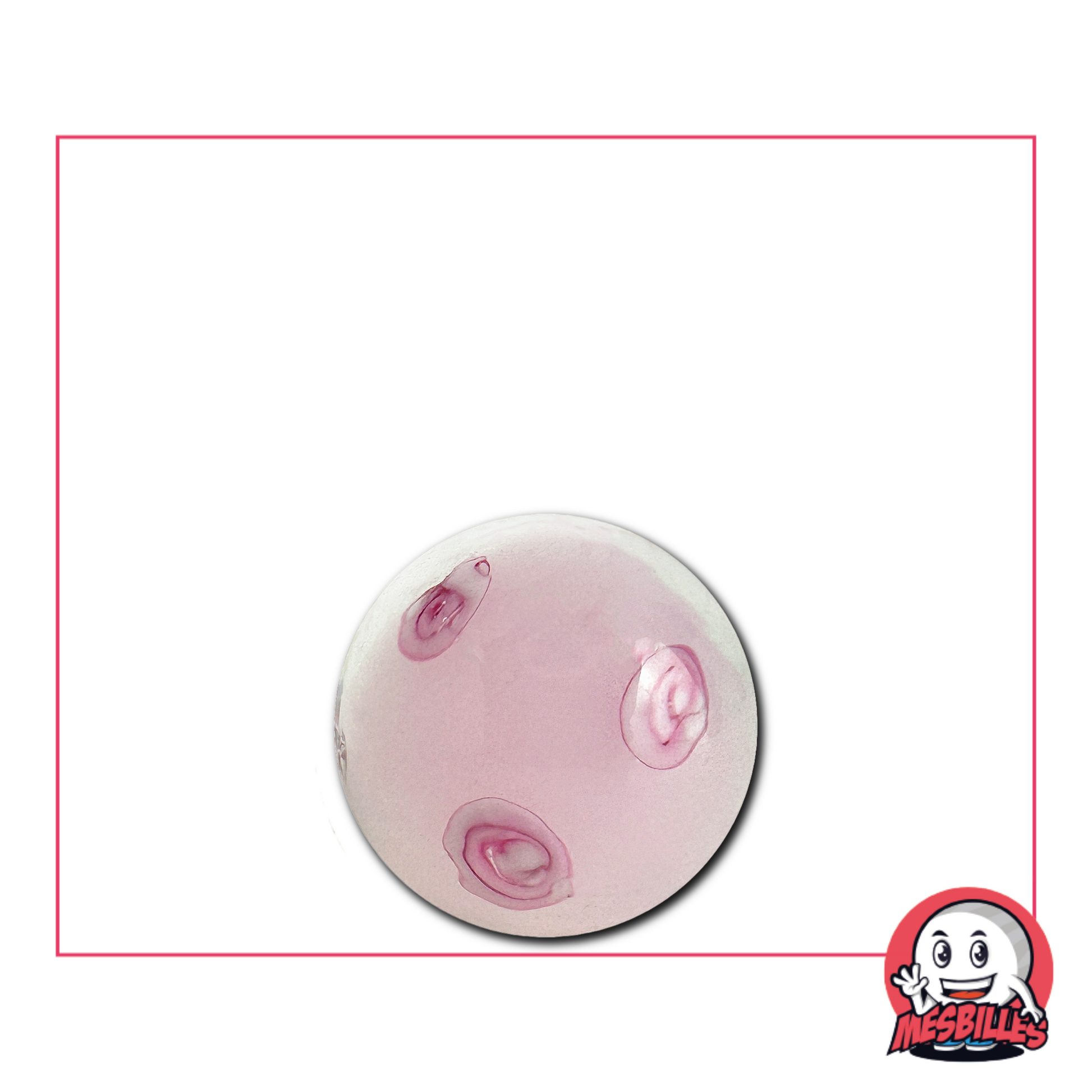 Bille rose pastel en verre artisanal de 16 mm ornée de délicates fleurs de cerisier mauves, apportant une touche douce et printanière.