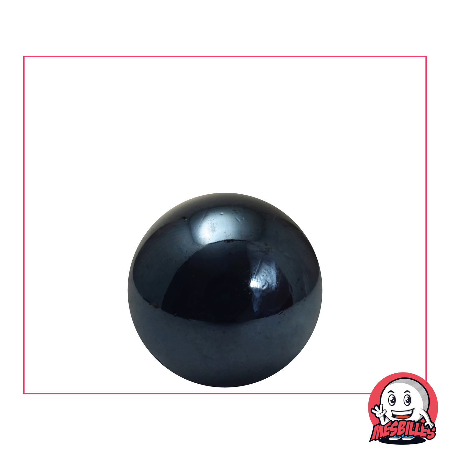 MesBilles - Bille Glossy Noire Nacrée opaque brillante 22 mm
