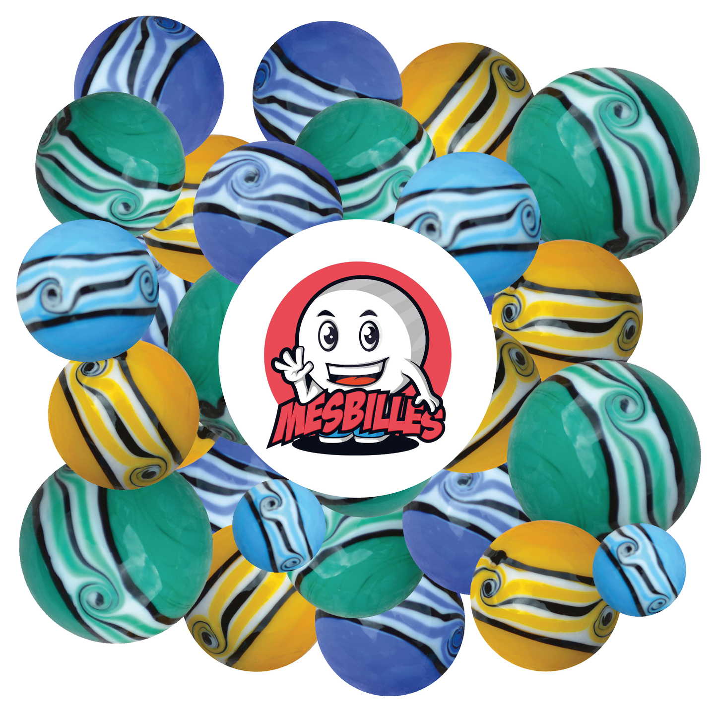 1 Bille Art Hawaï Bleu 16 mm