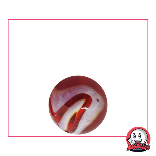 Bille Iguane de 16 mm, bille ronde en verre translucide couleur rouge et traces blanches en surface