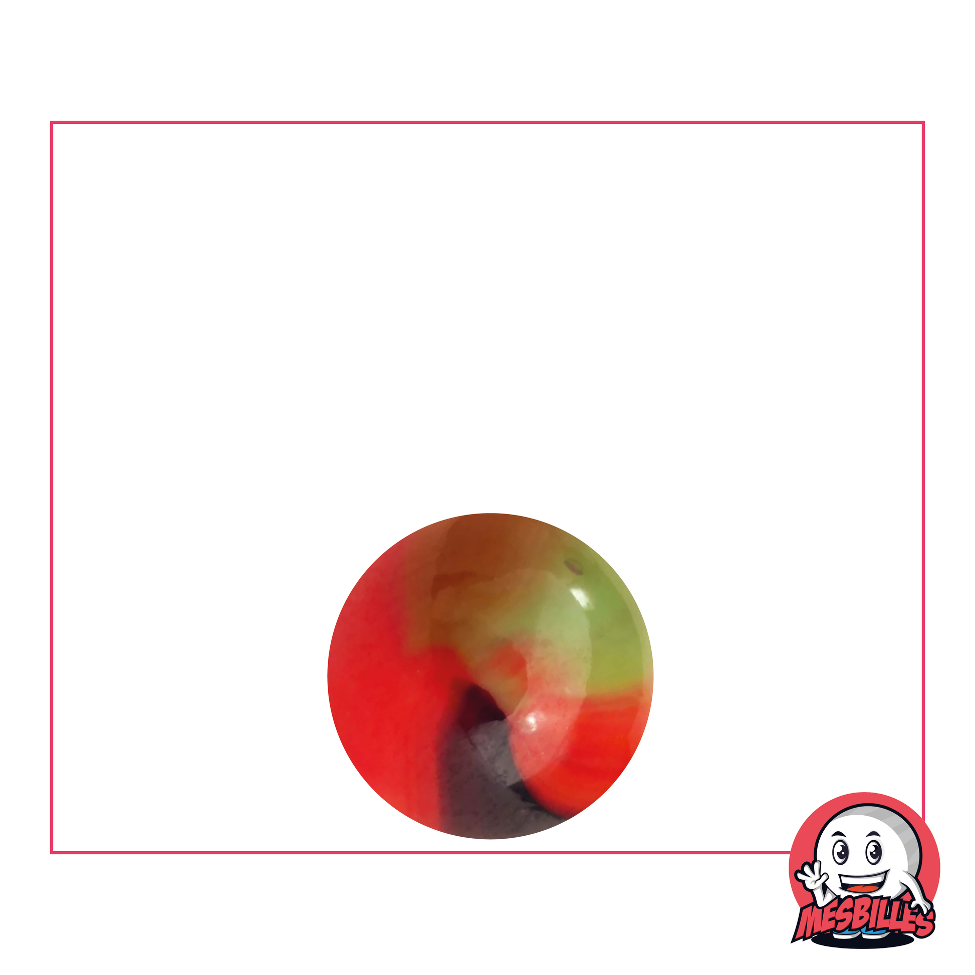 Bille Lautrec 14 mm en verre orange strié de vert et marron