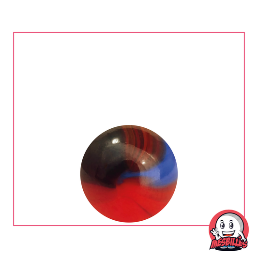 Bille Lautrec de 16 mm, bille en verre ronde orange opaque avec des traces noir et bleu en surface