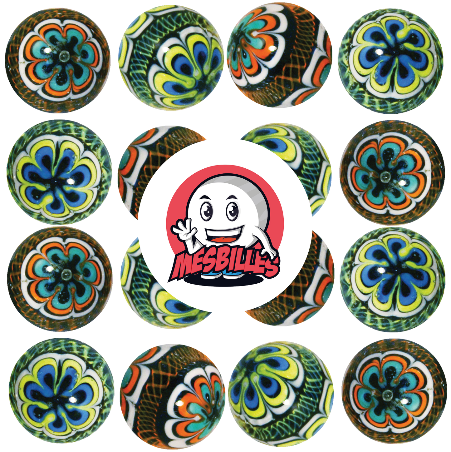 1 Bille Art Mandala Vert 22 mm