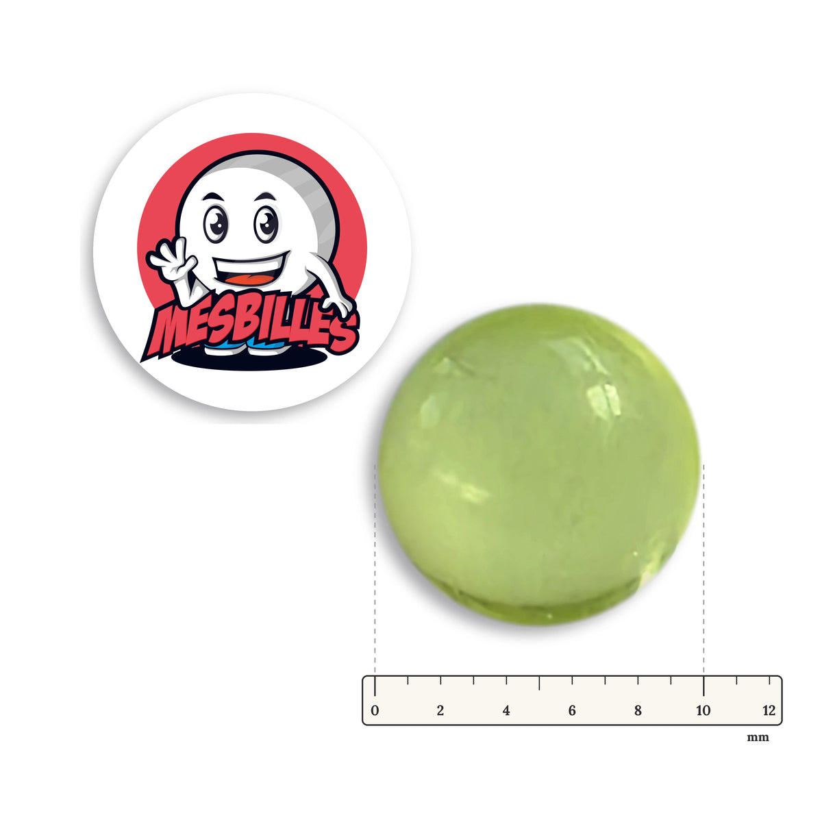 Bille Loupe Jaune Fluo 10 mm avec règle graduée