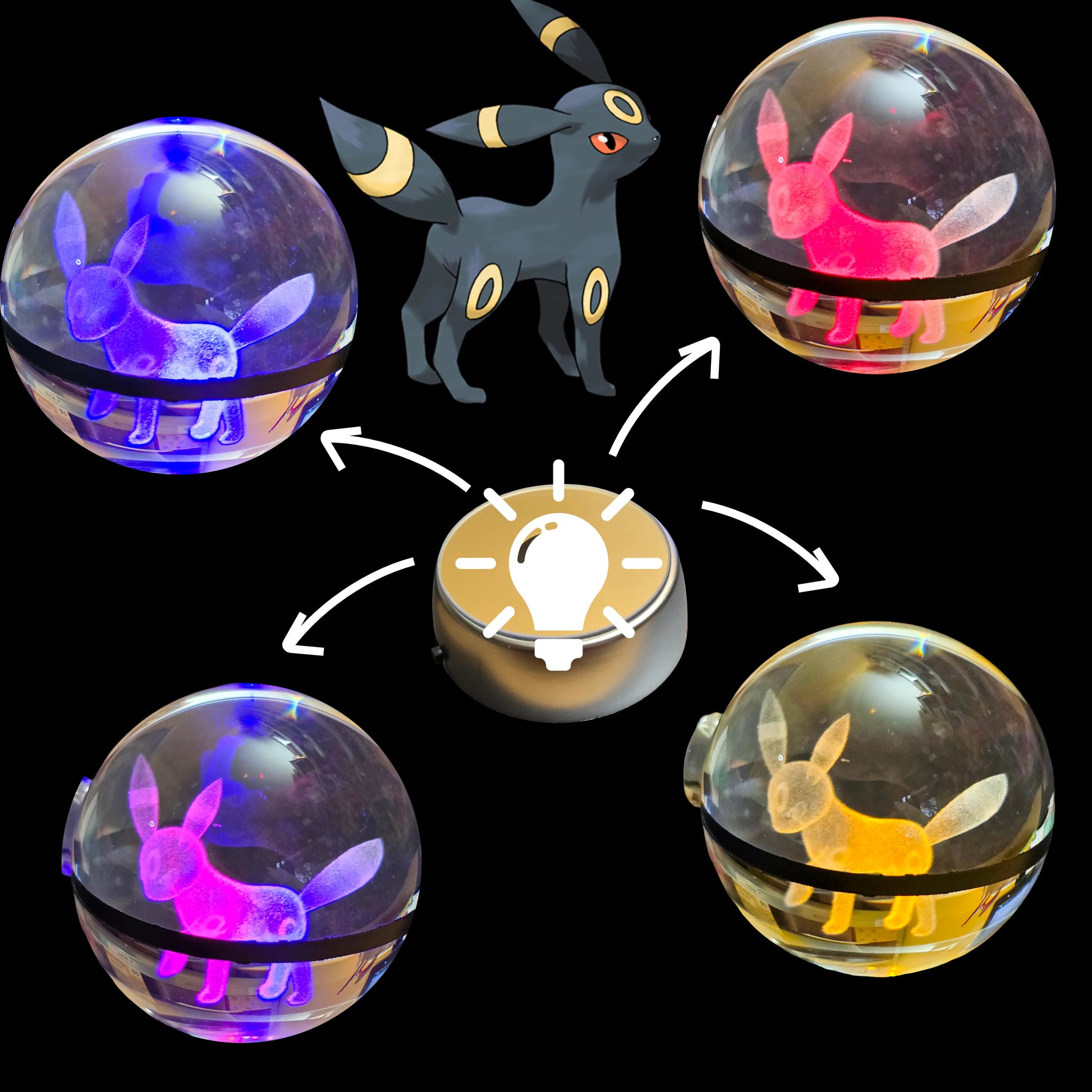 Grande bille transparente avec motif 3D « Noctali&nbsp;» au centre, effet lumineux : pour collection et amoureux des beaux objets