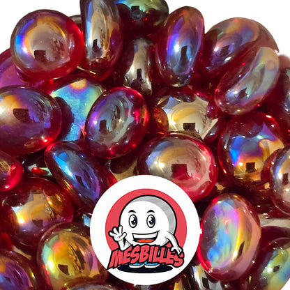 Petit Galet en verre Translucide et Brillant de Couleur Rouge, Collection Bille Irisée : changez de Déco comme de Chemise !