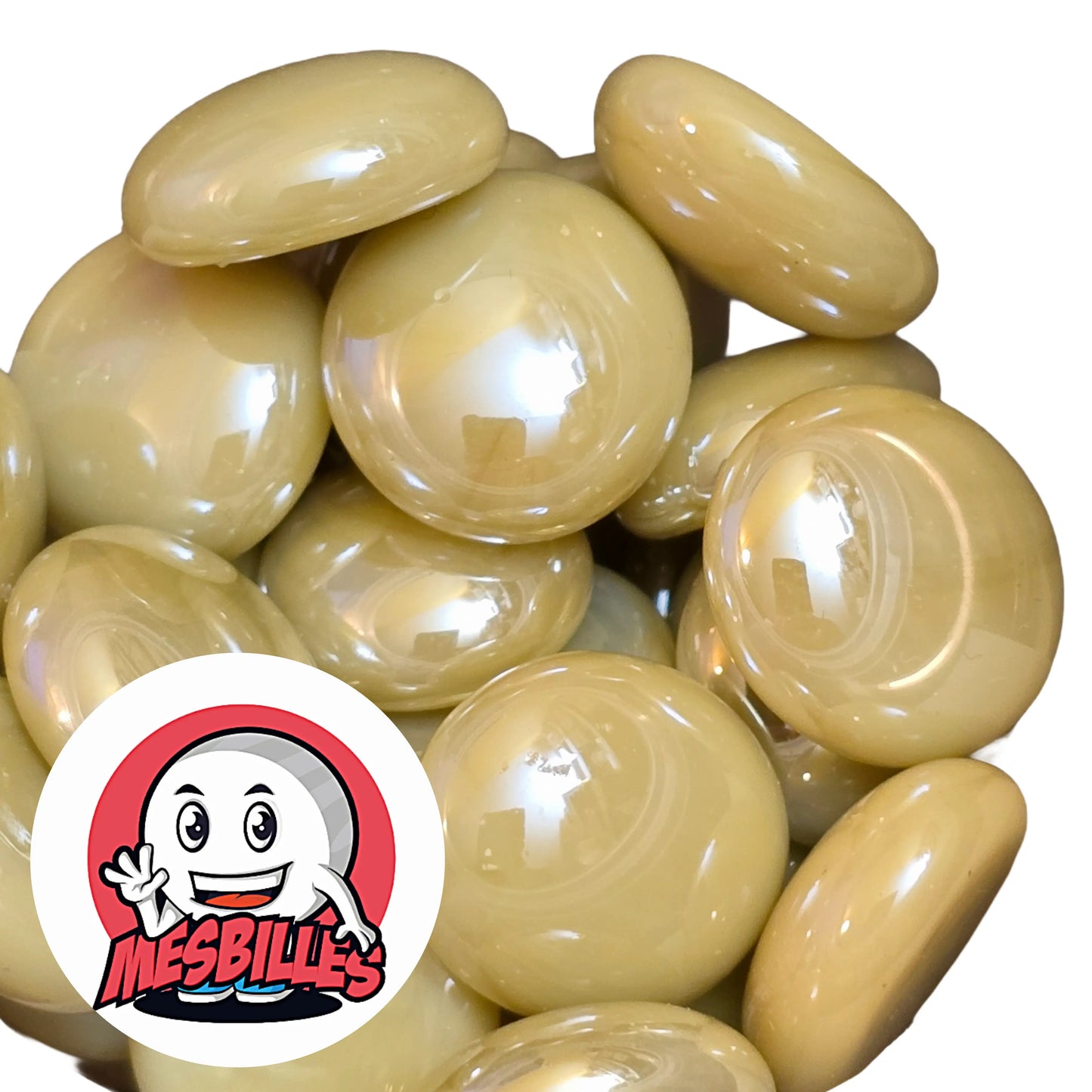 Dans la Grande Famille des Billes Glossy, il y a la Bille Plate Da Vinci en verre Opaque et Brillant.