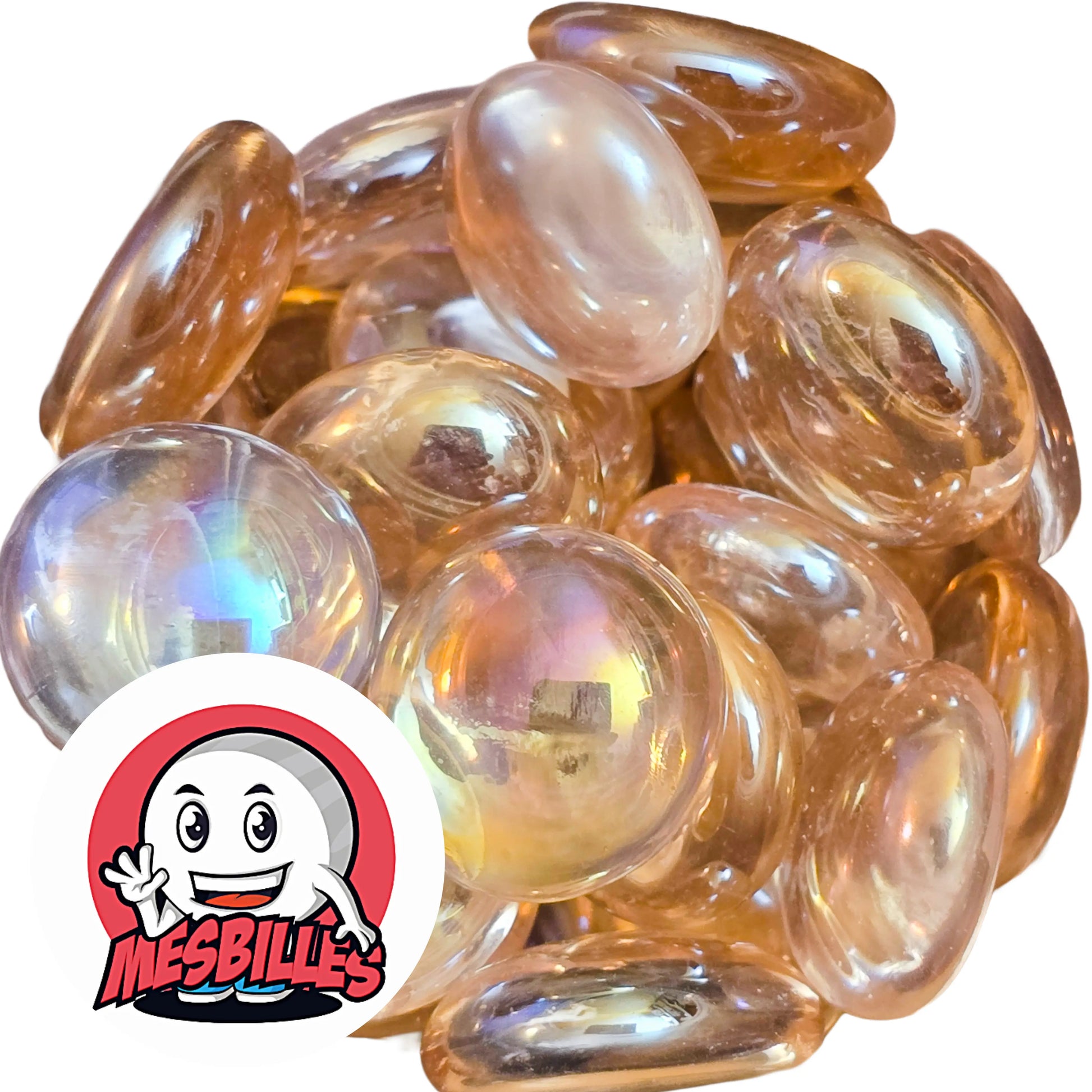 Cette bille plate est également nommée Bille Galet en Verre Irisée Rose Léger, elle est utilisée pour Jouer, Décorer ou Collectionner.&nbsp;