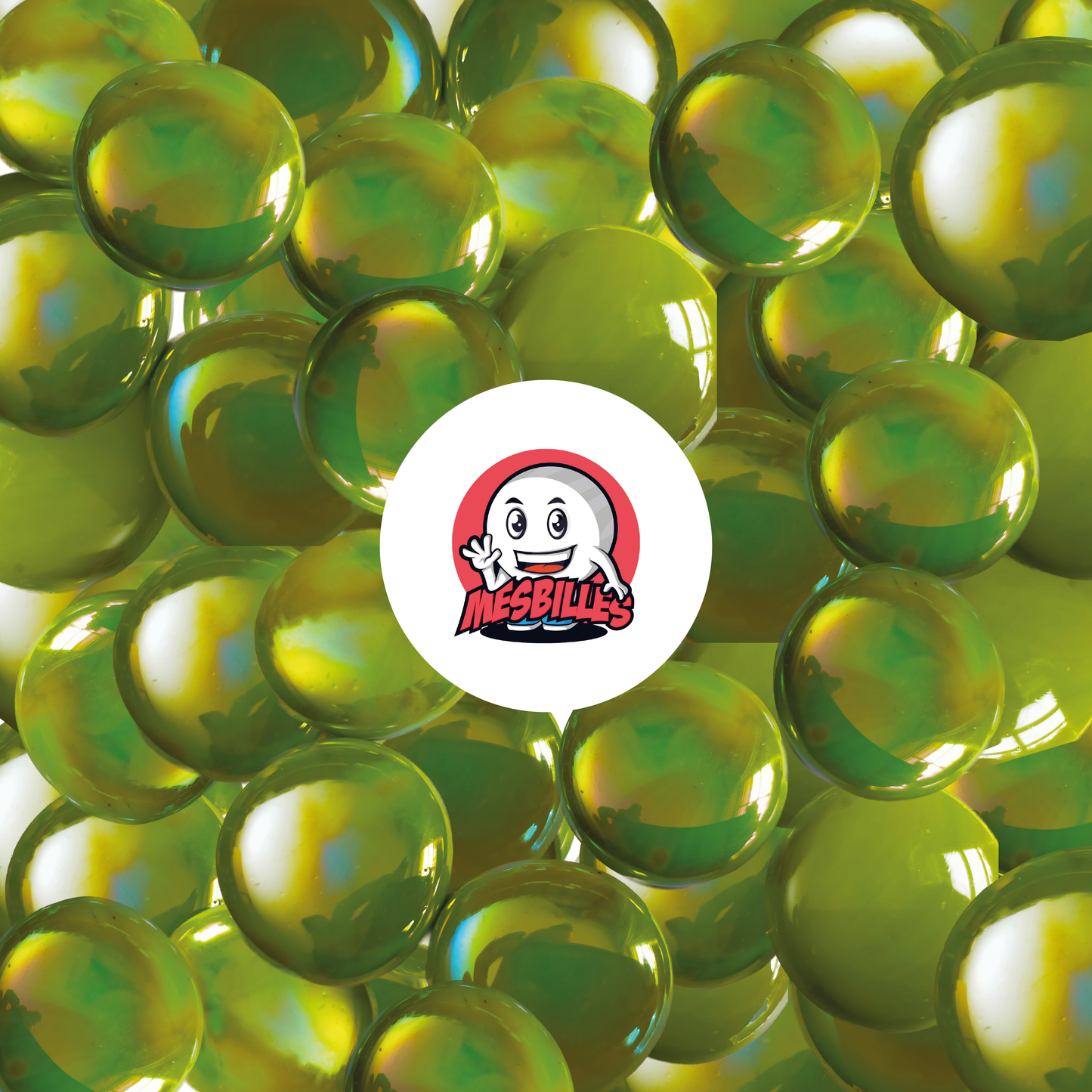 1 Bille Plate Glossy Vert-Jaune 30 mm