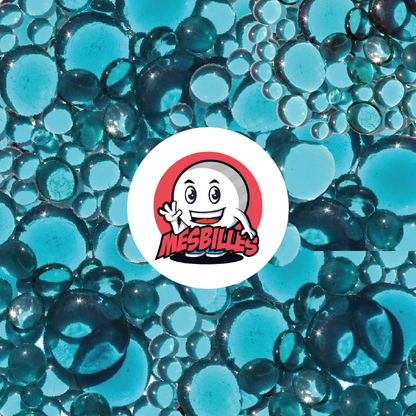 MesBilles - 250 gr Billes Plates, mélange bleu transparent, 30mm, 18mm, 12mm, translucides