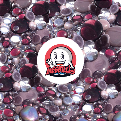 MesBilles - 250 gr Billes plates en violet, transparentes et opaques brillantes, 30mm, 18mm, 12mm