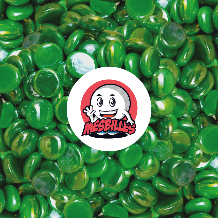 Billes plates vertes 12 mm brillantes – ensemble de billes glossy vertes en vrac MesBilles
