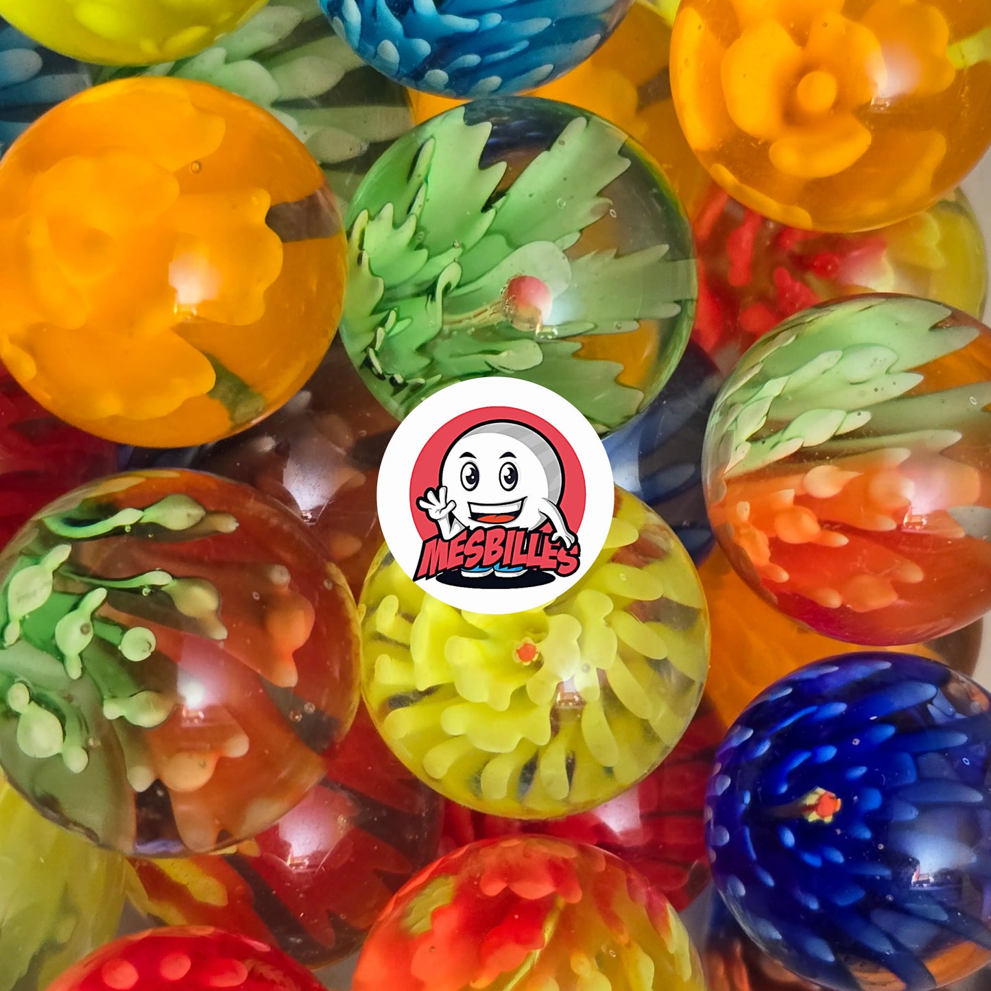 MesBilles d'Art Pissenlit Orange, bille de 25 mm